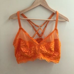 Aerie lace mesh cross cross strap bralette